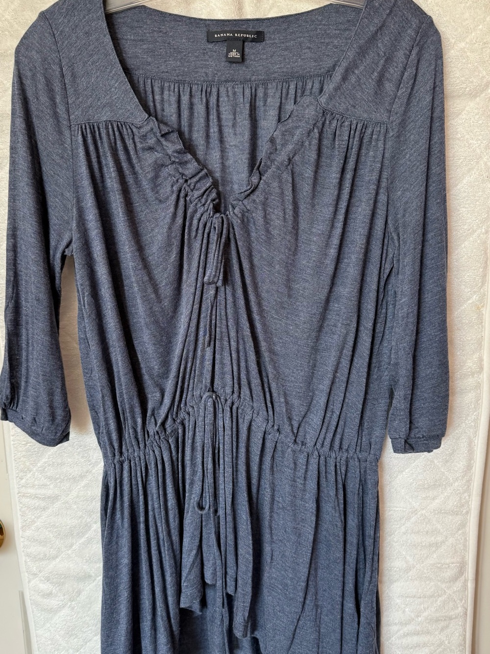 NWOT Banana Republic 100% Modal Ruffle Drawstring Tunic Top Medium Blue
